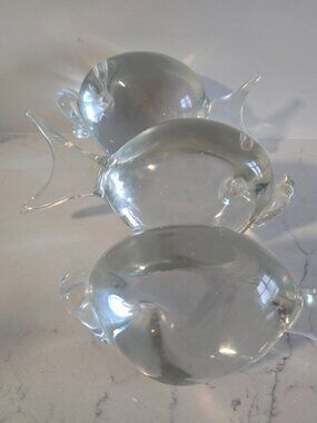 Elio Raffael Murano Glass Fish Trio